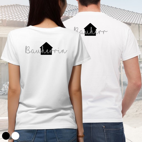 Bauherr / Bauherrin T-Shirt | Hausbau | Design 3 | groß | Wunschfarbe