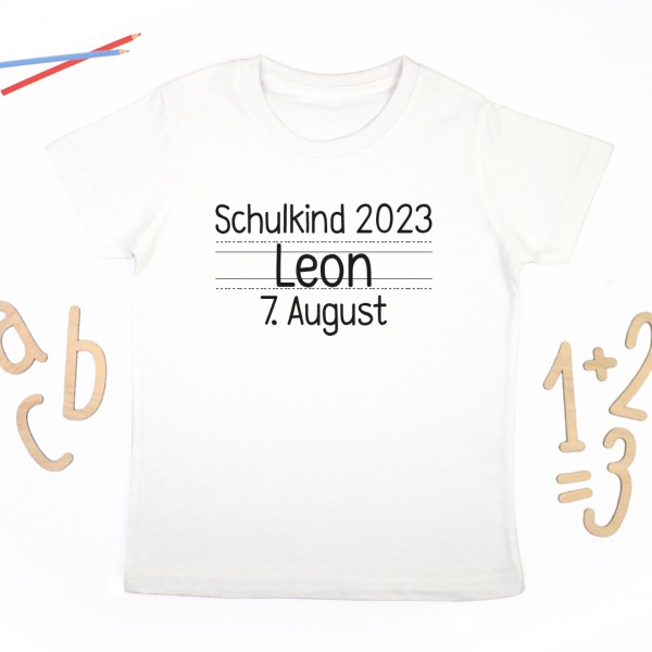 Schulkindshirt | Schulkind | Druckschrift | Wunschname & Wunschdatum