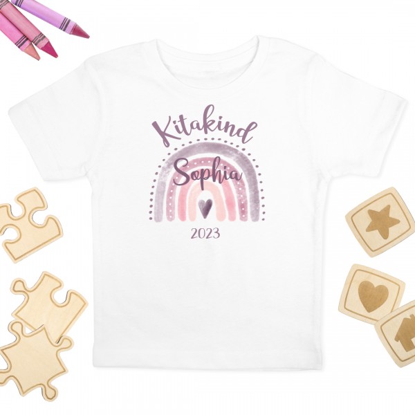 Kindergartenshirt | Regenbogen flieder | Kindergarten | Kita | Wunschname