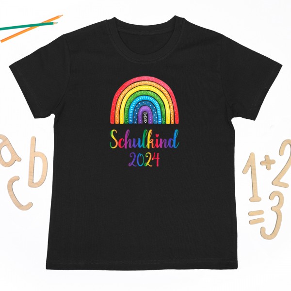 Schulkindshirt | Bunter Regenbogen | Wunschname & Wunschjahr