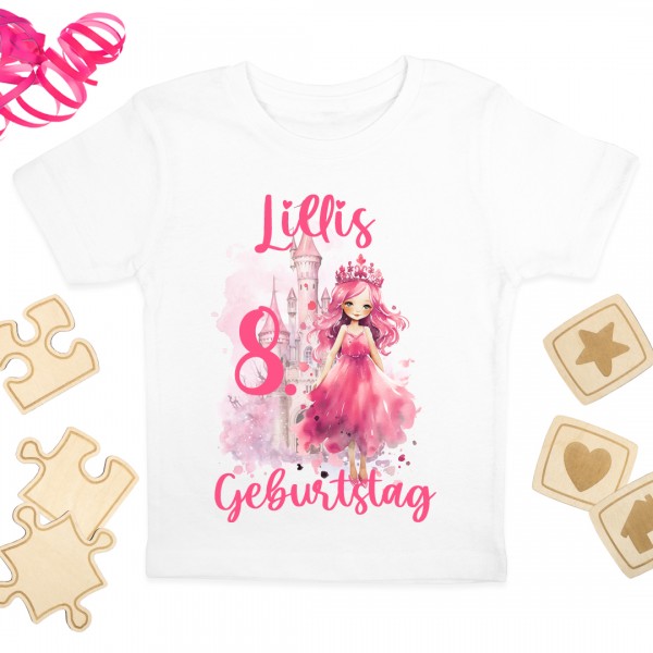 Kinder Shirt | Mottoparty | Prinzessin | Wunschname & Wunschzahl