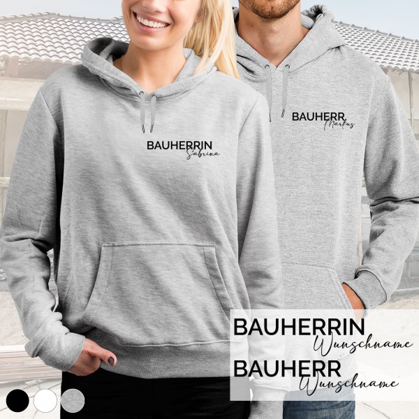Bauherr / Bauherrin Hoodie | Hausbau | Design 8 | klein | Wunschfarbe & Wunschname