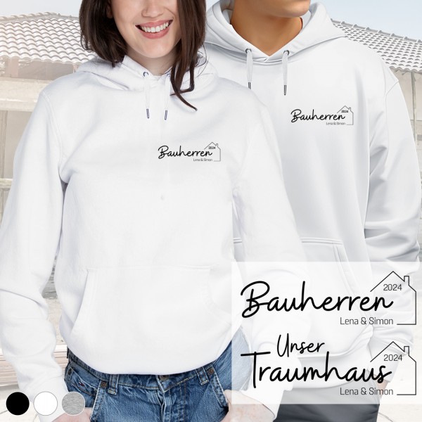 Bauherr / Bauherrin Hoodie | Hausbau | Design 5 | klein | Wunschfarbe & Wunschname