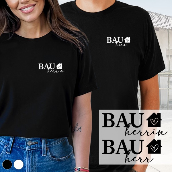 Bauherr / Bauherrin T-Shirt | Hausbau | Design 6 | klein | Wunschfarbe