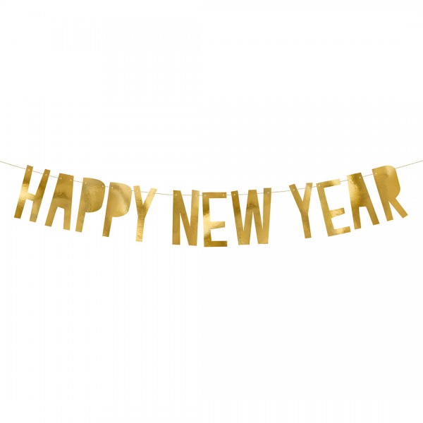 Banner happy new year in gold