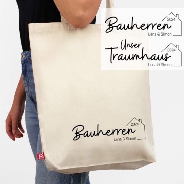 Jutebeutel bedruckt | Bauherren | Design 5 | Einkaufstasche aus Baumwolle | Stoffbeutel