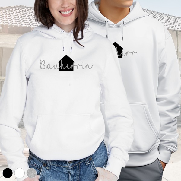 Bauherr / Bauherrin Hoodie | Hausbau | Design 3 | groß | Wunschfarbe