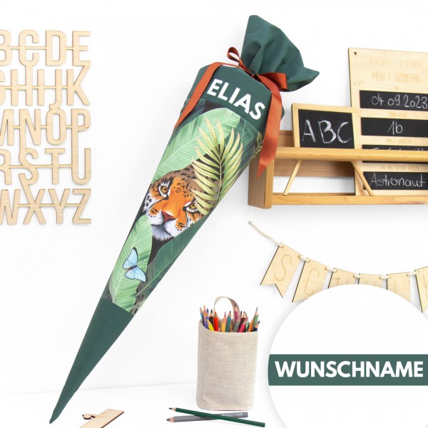 Schultüte Dschungeltiger | Wunschname | 70 cm / 85 cm