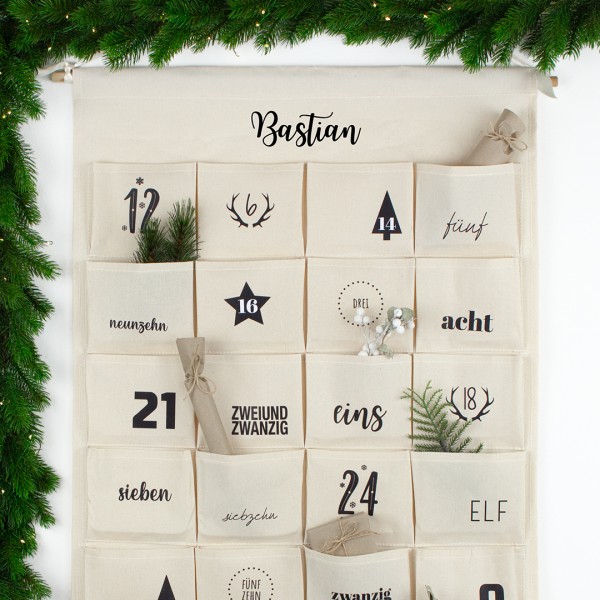 Adventskalender Wandkalender XXL mit Wunschname Modern