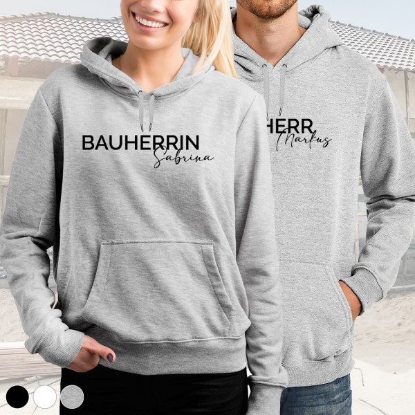 Bauherr / Bauherrin Hoodie | Hausbau | Design 8 | groß | Wunschfarbe & Wunschname